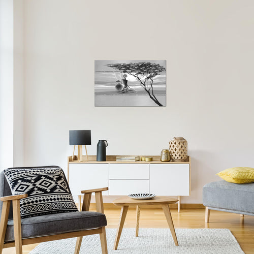 Runa Art Bild Afrika Modern Wandbilder Wohnzimmer Schlafzimmer Büro 1 Teilig - Made In Germany - Grau Frau Flur 000915c