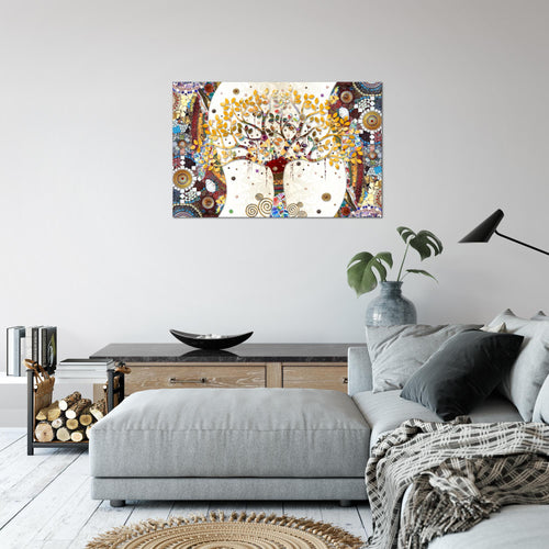 Runa Art Bild Modern Wandbilder Wohnzimmer Schlafzimmer 1 Teilig - Made In Germany - Gustav Klimt - Baum des Lebens Bunt Flur 004615a