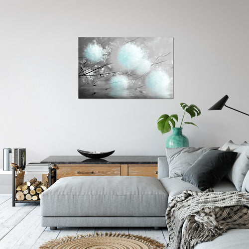 Runa Art Bild Pusteblumen Modern Wandbilder Wohnzimmer Schlafzimmer 1 Teilig - Made In Germany - Abstrakt Grau Türkis Flur 044215c