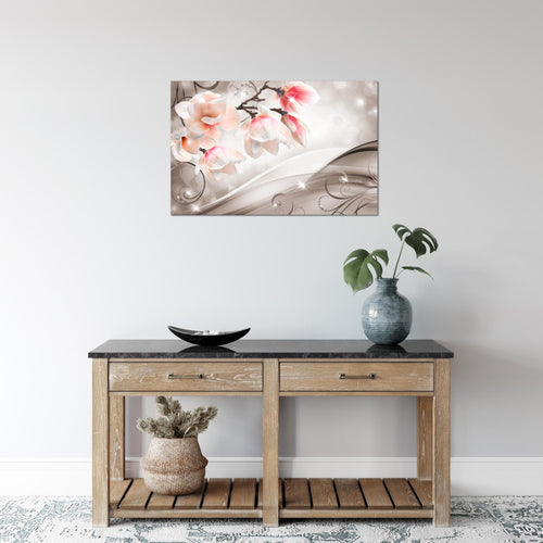 Runa Art Bild Blumen Abstrakt Modern Wandbilder Wohnzimmer 1 Teilig - Made In Germany - Diamant Beige Braun Flur 035315b