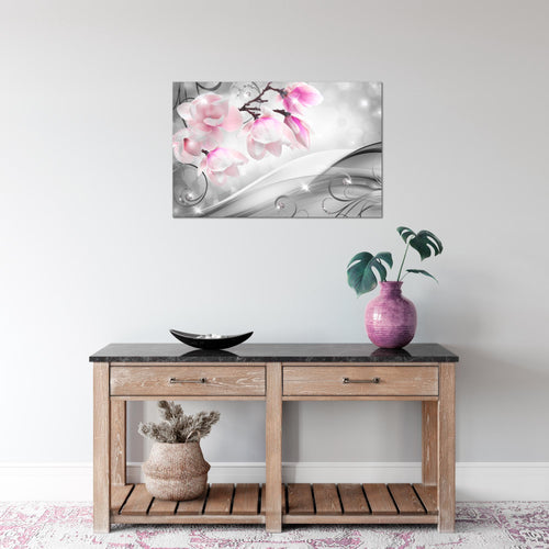 Runa Art Bild Blumen Abstrakt Modern Wandbilder Wohnzimmer 1 Teilig - Made In Germany - 3D Optik Grau Rosa Flur 035315a