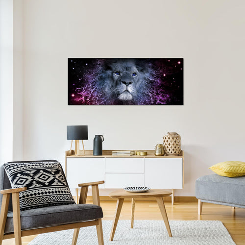 Runa Art Wandbild Sternzeichen Löwe 1 Teilig 100 x 40 cm Modern Bild auf Vlies Leinwand Abstrakt Tiere Wohnzimmer Schlafzimmer Lila 040712c