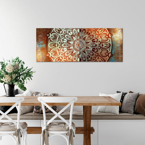 Runa Art Wandbild Mandala Abstrakt 1 Teilig 100 x 40 cm Modern Bild auf Vlies Leinwand Kupfer Wohnzimmer Schlafzimmer Beige Braun 040112a