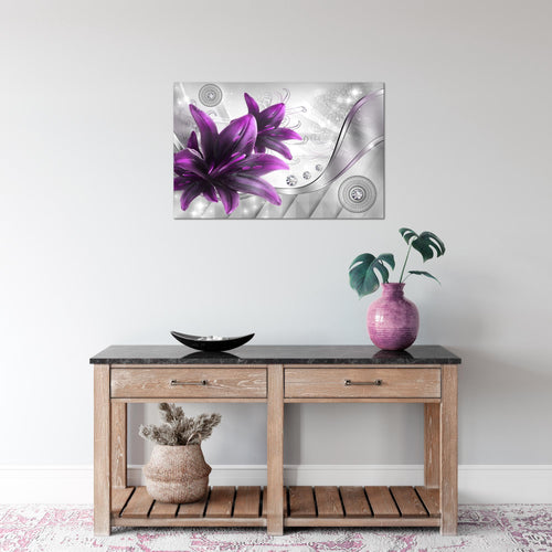 Runa Art Bild Blumen Lilien Modern Wandbilder Wohnzimmer 1 Teilig - Made In Germany - Abstrakt Grau Violett Flur 036815b