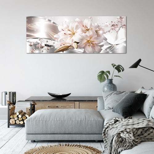 Runa Art Wandbild Blumen Pflanzen 100 x 40 cm Modern Bild auf Vlies Leinwand Weiß Wohnzimmer Schlafzimmer Büro Blumen 021812a