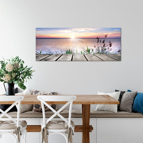 Runa Art Wandbild Blumen Pflanzen 100 x 40 cm Modern Bild auf Vlies Leinwand Grün Wohnzimmer Schlafzimmer Büro Positive Energie 034312a