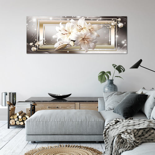 Runa Art Wandbild Blumen Pflanzen 100 x 40 cm Modern Bild auf Vlies Leinwand Weiß Wohnzimmer Schlafzimmer Büro Blumen 021712a