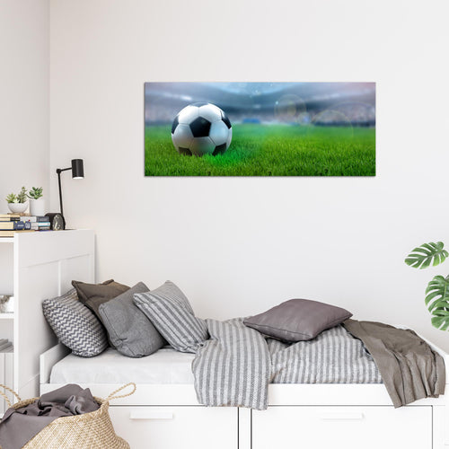 Runa Art Wandbild Fussball 1 Teilig 100 x 40 cm Modern Bild auf Vlies Leinwand Sport Wohnzimmer Schlafzimmer Grün 402412a