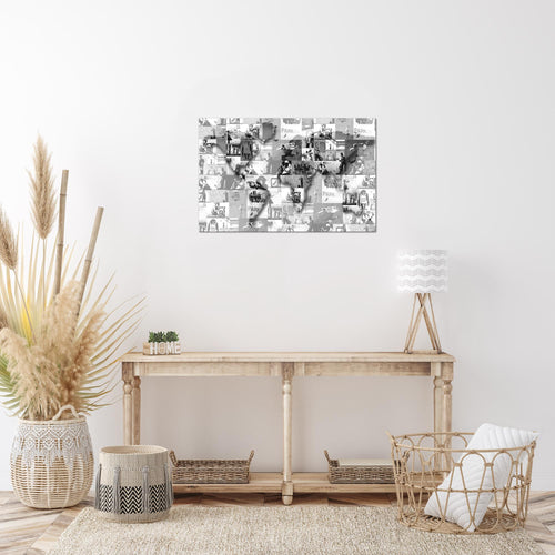 Runa Art Bild Weltkarte Banksy Collage Modern Wandbilder Wohnzimmer Büro 1 Teilig - Made In Germany - Pop Art Grau Flur 104515c