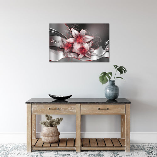 Runa Art Bild Blumen Lilien Modern Wandbilder Wohnzimmer 1 Teilig - Made In Germany - Abstrakt Schwarz Rot Flur 039615c