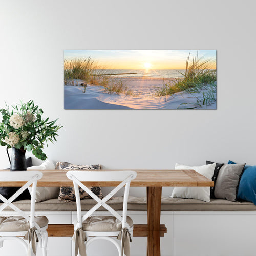 Runa Art Wandbild Landschaft 100 x 40 cm Modern Bild auf Vlies Leinwand Sand Wohnzimmer Schlafzimmer Büro Strand 041712a
