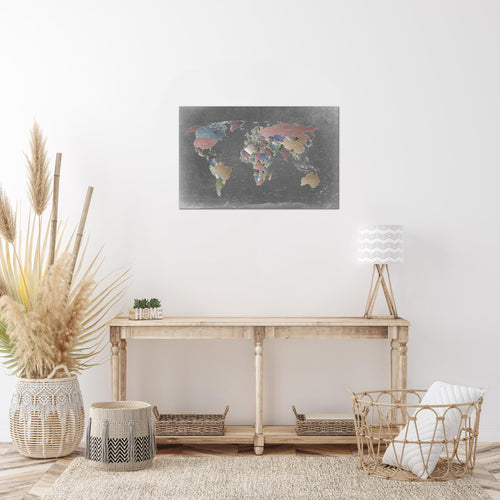 Runa Art Bild Weltkarte Modern Wandbilder Wohnzimmer Büro 1 Teilig - Made In Germany - Länder Modern Bunt Flur 107615a
