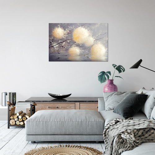 Runa Art Bild Pusteblumen Modern Wandbilder Wohnzimmer Schlafzimmer 1 Teilig - Made In Germany - Abstrakt Grau Beige Flur 044215a