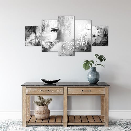 Runa Art Wandbilder Blumen Vintage 5 Teilig Bild auf Vlies Leinwand Deko Wohnzimmer Frau Bunt 039352c