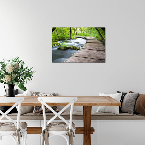 Runa Art Bild Landschaft Brücke Modern Wandbilder Schlafzimmer Wohnzimmer 1 Teilig - Made In Germany - Fluss Baum Grün Flur 607415a