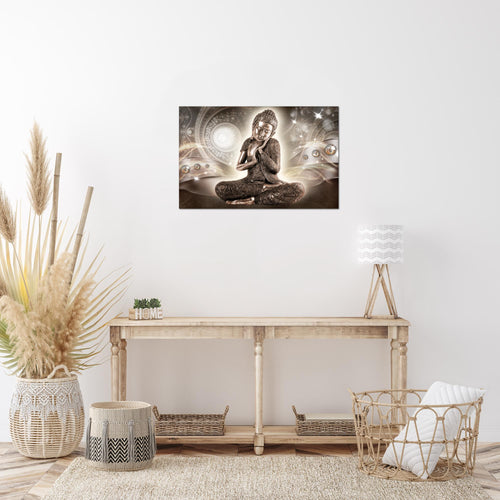 Runa Art Bild Buddha Zen Modern Wandbilder Wohnzimmer Schlafzimmer 1 Teilig - Made In Germany - Feng Shui Braun Flur 041615a