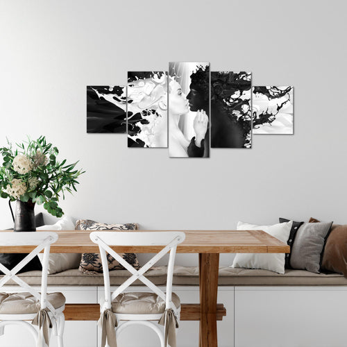 Runa Art Wandbilder Milk und Coffee 5 Teilig Bild auf Vlies Leinwand Deko Wohnzimmer Schlafzimmer Liebe Schwarz Weiss 005052b