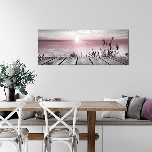 Runa Art Wandbild Blumen Pflanzen 100 x 40 cm Modern Bild auf Vlies Leinwand Rosa Wohnzimmer Schlafzimmer Büro Positive Energie 034312b