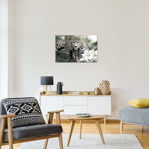 Runa Art Bild Afrika Leopard Modern Wandbilder Wohnzimmer Schlafzimmer 1 Teilig - Made In Germany - Tiere Schwarz Weiss Flur 006715c