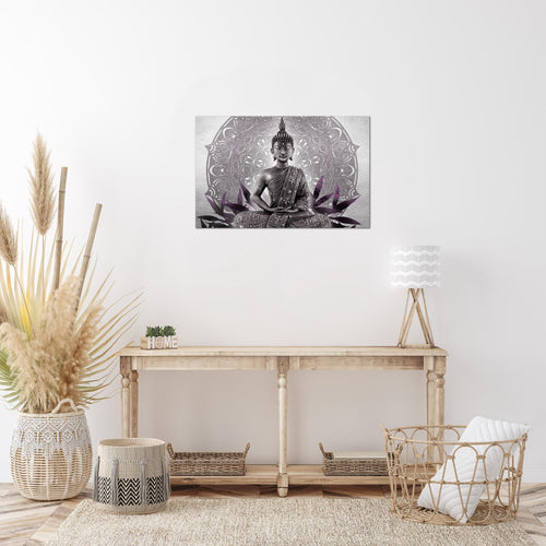 Runa Art Bild Buddha Modern Wandbilder Wohnzimmer Schlafzimmer 1 Teilig - Made In Germany - Orientalisch Schwarz Weiss Flur 031215c