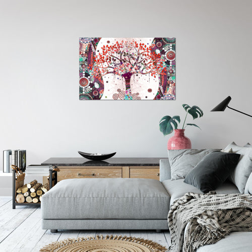 Runa Art Bild Modern Wandbilder Wohnzimmer Schlafzimmer 1 Teilig - Made In Germany - Gustav Klimt - Baum des Lebens Rosa Flur 004615c