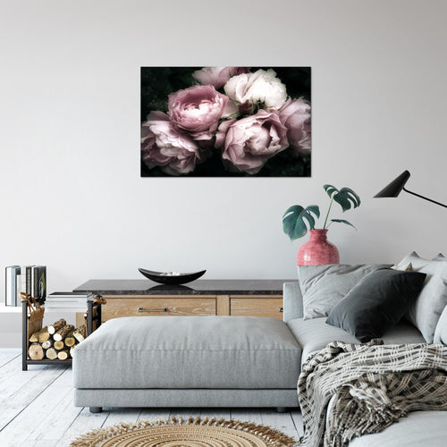Runa Art Bild Blumen Rosen Modern Wandbilder Wohnzimmer 1 Teilig - Made In Germany - Vintage Schwarz Bunt Flur 039115a