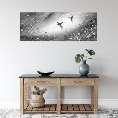 Runa Art Wandbild Vintage Vogel 1 Teilig 100 x 40 cm Modern Bild auf Vlies Leinwand Abstrakt Wohnzimmer Schlafzimmer Schwarz Weiss 038312c