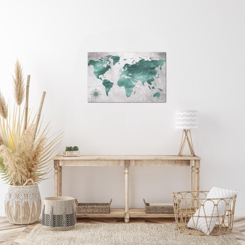 Runa Art Bild Weltkarte Modern Wandbilder Wohnzimmer Büro 1 Teilig - Made In Germany - Betonoptik Schwarz Weiss Flur 026015c