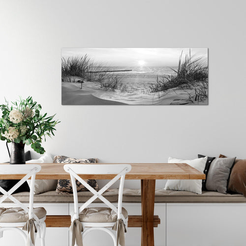 Runa Art Wandbild Landschaft 100 x 40 cm Modern Bild auf Vlies Leinwand Schwarz Wohnzimmer Schlafzimmer Büro Strand 041712c