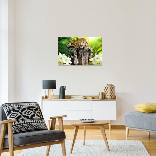 Runa Art Bild Afrika Leopard Modern Wandbilder Wohnzimmer Schlafzimmer 1 Teilig - Made In Germany - Natur Savanne Grün Flur 006715a
