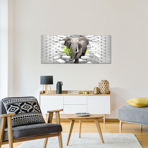 Runa Art Wandbild Elefant Abstrakt 1 Teilig 100 x 40 cm Modern Bild auf Vlies Leinwand Tiere Wohnzimmer Schlafzimmer Bunt 037412b