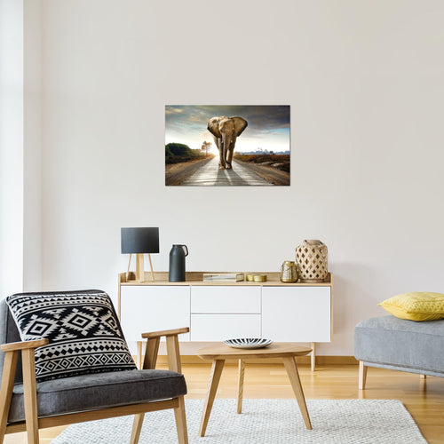 Runa Art Bild Afrika Elefant Modern Wandbilder Wohnzimmer Schlafzimmer 1 Teilig - Made In Germany - Tiere Braun Flur 042615a