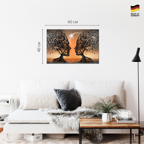 Runa Art Bild Liebespaar Modern Wandbilder Wohnzimmer Schlafzimmer 1 Teilig - Made In Germany - Abstrakt Baum Orange Flur 044815c