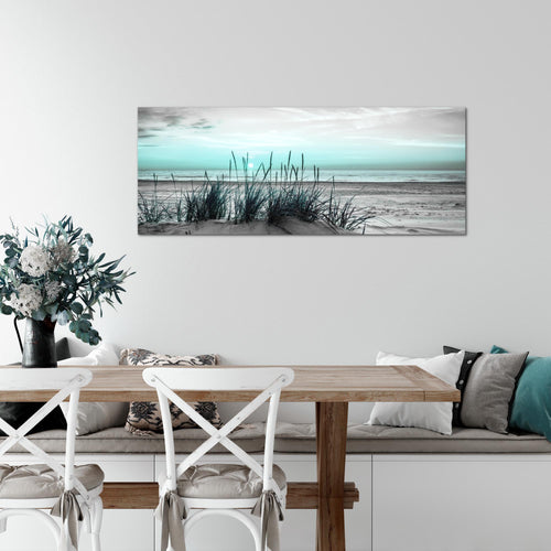 Runa Art Wandbild Landschaft 100 x 40 cm Modern Bild auf Vlies Leinwand Türkis Wohnzimmer Schlafzimmer Büro Strand 043712c