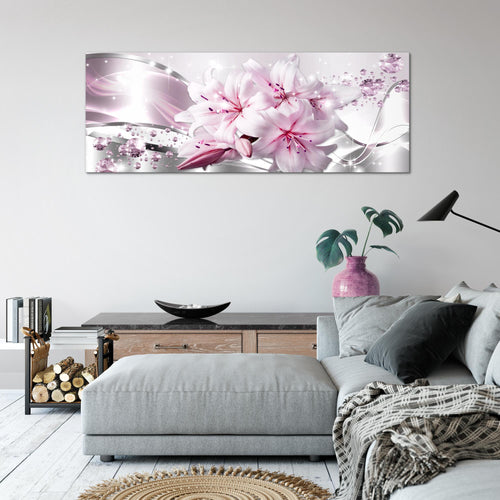 Runa Art Wandbild Blumen Pflanzen 100 x 40 cm Modern Bild auf Vlies Leinwand Rosa Wohnzimmer Schlafzimmer Büro Blumen 021812c