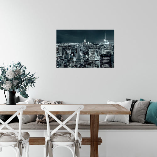 Runa Art Bild New York Skyline Modern Wandbilder Wohnzimmer Büro 1 Teilig - Made In Germany - USA Türkis Blau Flur 036215b