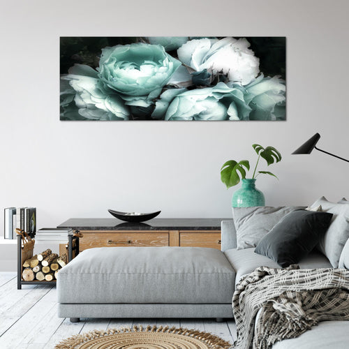 Runa Art Wandbild Blumen Rosen 1 Teilig 100 x 40 cm Modern Bild auf Vlies Leinwand Vintage Wohnzimmer Schwarz Bunt 039112b