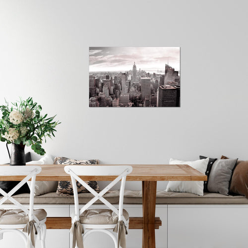 Runa Art Bild New York Skyline Modern Wandbilder Wohnzimmer Büro 1 Teilig - Made In Germany - USA Grau Rosa Flur 010215b