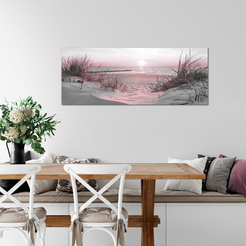 Runa Art Wandbild Landschaft 100 x 40 cm Modern Bild auf Vlies Leinwand Rosa Wohnzimmer Schlafzimmer Büro Strand 041712b