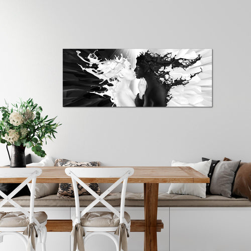 Runa Art Wandbild Blumen Pflanzen 100 x 40 cm Modern Bild auf Vlies Leinwand Weiß Wohnzimmer Schlafzimmer Büro Blumen 005012b