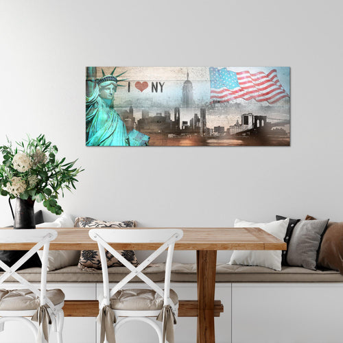 Runa Art Wandbild New York City 1 Teilig 100 x 40 cm Modern Bild auf Vlies Leinwand USA Wohnzimmer Büro Beige Bunt 034212b