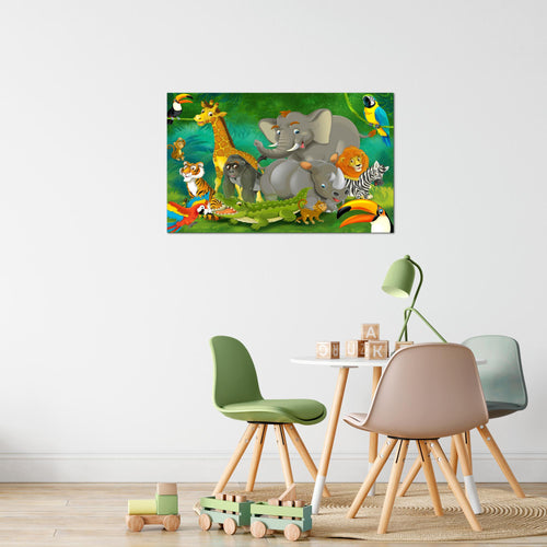 Runa Art Bild Tiere Dschungel Modern Wandbilder Spielzimmer Baby 1 Teilig - Made In Germany - Kinderzimmer Bunt Flur 001815a