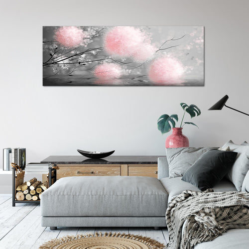 Runa Art Wandbild Pusteblumen 100 x 40 cm Modern Bild auf Vlies Leinwand Abstrakt Wohnzimmer Schlafzimmer Grau Rosa 044212b