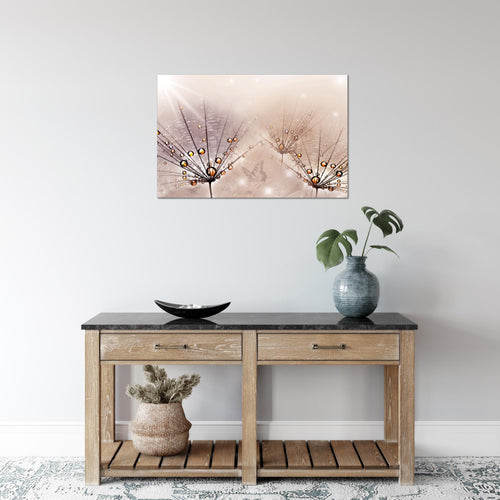 Runa Art Bild Pusteblume Modern Wandbilder Wohnzimmer Schlafzimmer 1 Teilig - Made In Germany - Natur Rosa Flur 016915a