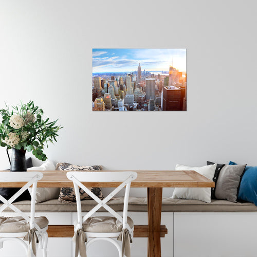 Runa Art Bild New York Skyline Modern Wandbilder Wohnzimmer Büro 1 Teilig - Made In Germany - NY City Blau Beige Flur 010215a