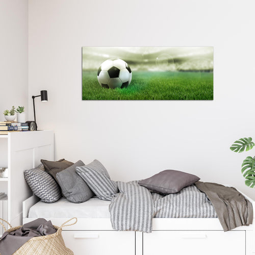 Runa Art Wandbild Fussball 1 Teilig 100 x 40 cm Modern Bild auf Vlies Leinwand Sport Wohnzimmer Schlafzimmer Grün 402412c