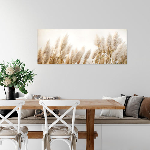 Runa Art Wandbild Blumen Pflanzen 100 x 40 cm Modern Bild auf Vlies Leinwand Beige Wohnzimmer Schlafzimmer Büro Gräser 044412a