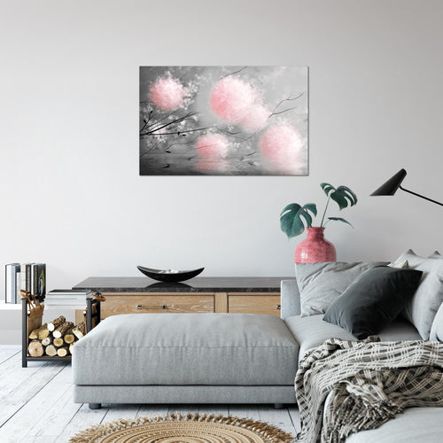 Runa Art Bild Pusteblumen Modern Wandbilder Wohnzimmer Schlafzimmer 1 Teilig - Made In Germany - Abstrakt Grau Rosa Flur 044215b