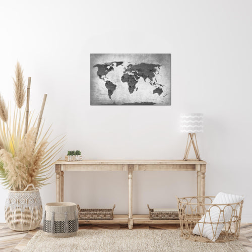 Runa Art Bild Weltkarte Modern Wandbilder Wohnzimmer Büro 1 Teilig - Made In Germany - Vintage Antik Braun Flur 104015b