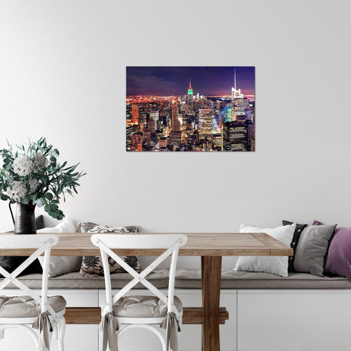 Runa Art Bild New York Skyline Modern Wandbilder Wohnzimmer Büro 1 Teilig - Made In Germany - Städte Violett Lila Flur 036215a